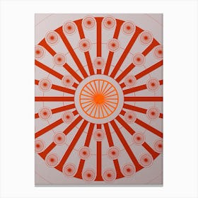 Geometric Abstract Glyph Circle Array in Tomato Red n.0170 Canvas Print