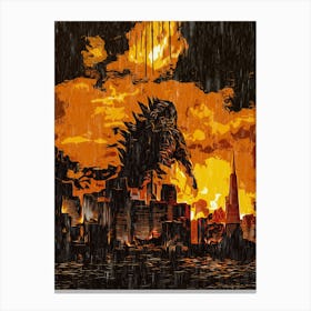 Godzilla Monster In City Canvas Print