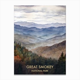 Great Smokey Park Watercolour 3 Canvas Print