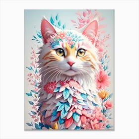 Floral Cat Canvas Print