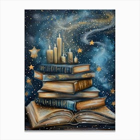 Books And Stars Reading Nook Print Fantasy Print Cozy Home  Canvas Print