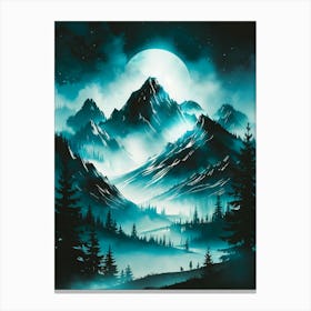 Moonlight In The Mountains,Anime Art Lofi Canvas Print