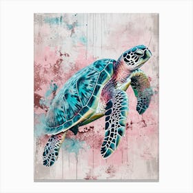 Paint Splash Pastel Sea Turtle 2 Canvas Print