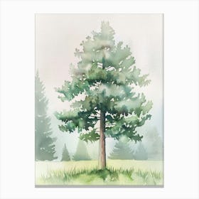 Hemlock Tree Atmospheric Watercolour Painting 3 Canvas Print