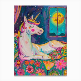 Unicorn Dreaming In Bed Fauvism Inspired 1 Canvas Print