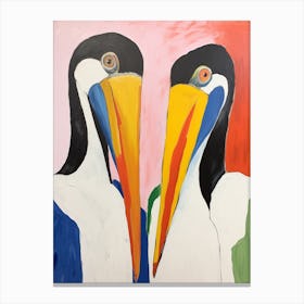Colourful Kids Animal Art Pelican 3 Canvas Print