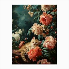 Cat Sleeping Rococo Inspired 1 Canvas Print