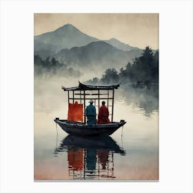 Two Asian Men On A Boat Canvas Print