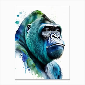 Gorilla With Tongue Out Gorillas Mosaic Watercolour 1 Canvas Print