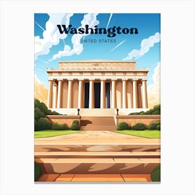 Washington United States Abraham Lincoln Memorial Travel Illustration Canvas Print