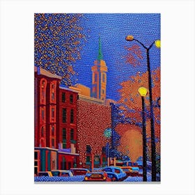 Ann Arbor, City Us  Pointillism Canvas Print