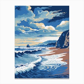A Screen Print Of Durdle Door Beach Dorset 4 Canvas Print