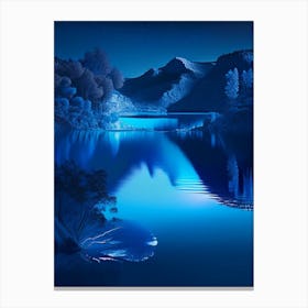 Blue Lake, Landscapes, Waterscape Holographic 1 Canvas Print