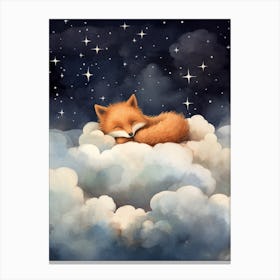 Baby Fox 5 Sleeping In The Clouds Canvas Print