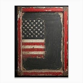 Antique Blackboard Featuring A Vintage Rendition Of An American Flag Smeared Red Stripes Adorned Wi (7) Canvas Print