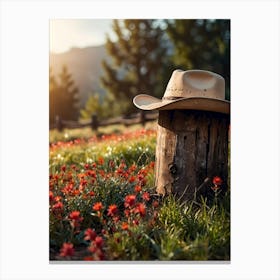 Cowboy Hat In The Field Canvas Print