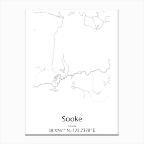 Sooke,Canada Minimalist Map Canvas Print