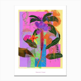 Peacock Flower (Caesalpinia) 2 Neon Flower Collage Poster Canvas Print