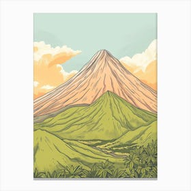 Mount Apo Philippines Color Line Drawing (8) Canvas Print