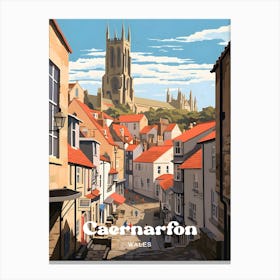 Caernarfon Wales Street view Travel Illustration Canvas Print