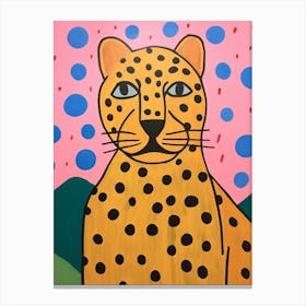 Pink Polka Dot Mountain Lion 2 Canvas Print