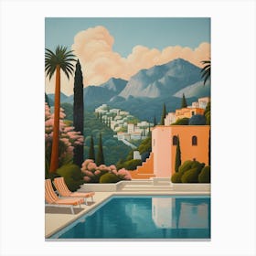 Poolside By The Amalfi Coast Canvas Print