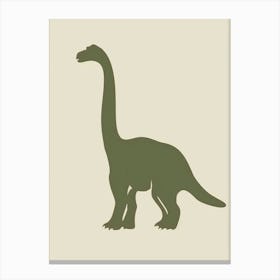 Olive Green Dinosaur Silhouette 4 Canvas Print