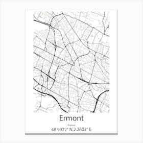 Ermont,France Minimalist Map Canvas Print