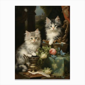 Two Kittens Rococo Style 1 Canvas Print