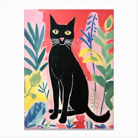 Matisse Inspired Colorful Black Cat Painting Poster 1 Canvas Print