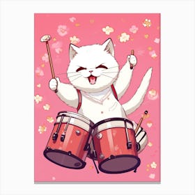 Kawaii Cat Drawings Singing 3 Canvas Print