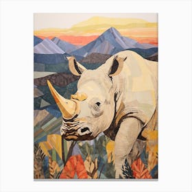 Colourful Patchwork Rhino 1 Canvas Print