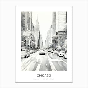Magnificent Mile, Chicago B&W Poster Canvas Print