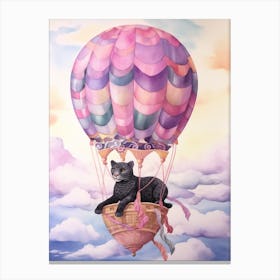 Baby Panther In A Hot Air Balloon Canvas Print