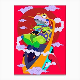 Knight Frog Cartoon Pop Art Illustration Canvas Print