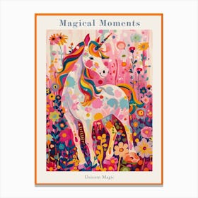 Floral Folky Unicorn Portrait Fauvism Inspired 3 Poster Canvas Print