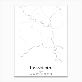 Tosashimizu,Japan Minimalist Map Leinwandbilder