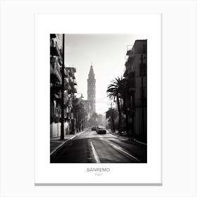 Poster Of Sanremo, Italy, Black And White Photo 4 Canvas Print