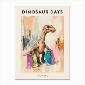 Shopping Dinosaur Poster Canvas Print