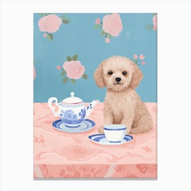Animals Having Tea   Puppy Dog 6 Canvas Print