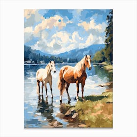 Horses Painting In Bled, Slovenia 1 Canvas Print