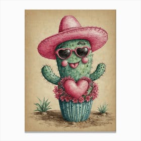 Cactus In Sombrero Canvas Print