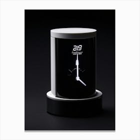 An Isolated Digital Render Of A Sleek Round Business Alarm Clock Its Iconic Pictogram Encased With (3) Canvas Print