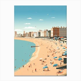 Brighton Beach, England, Flat Illustration 1 Canvas Print
