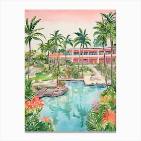 Four Seasons Resort Maui At Wailea   Maui, Hawaii   Resort Storybook Illustration 2 Canvas Print