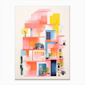 A House In Dubai, Abstract Risograph Style 1 Canvas Print