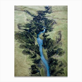 Green Canyon In Iceland From Above Canvas Print