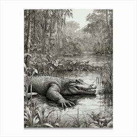 Alligator In The Jungle 1 Canvas Print