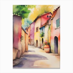 Watercolor Of A Street Canvas Print
