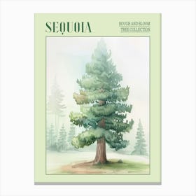Sequoia Tree Atmospheric Watercolour Painting 2 Poster Canvas Print